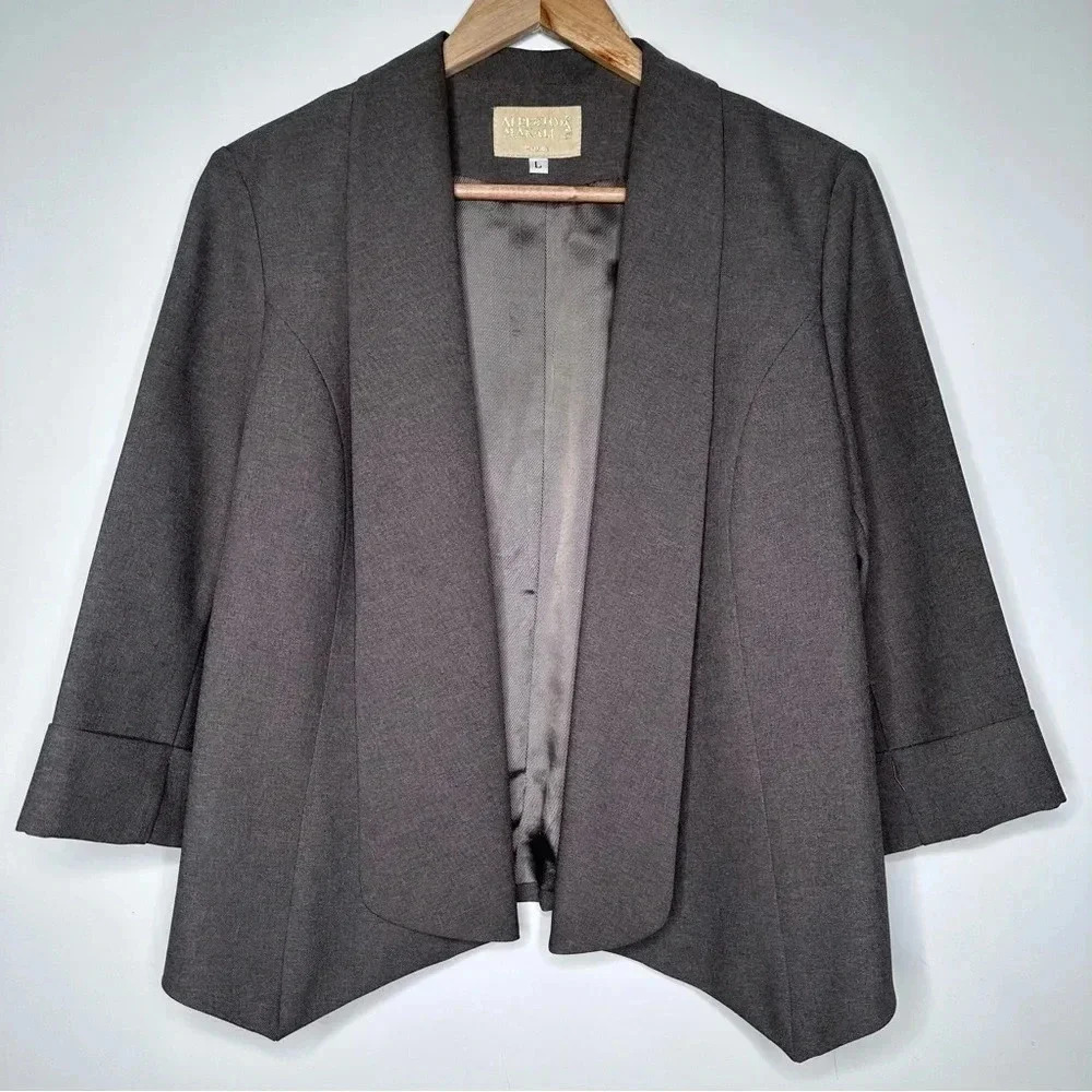 Alberto Makali Brown Open 3/4 Sleeve Blazer Size Large